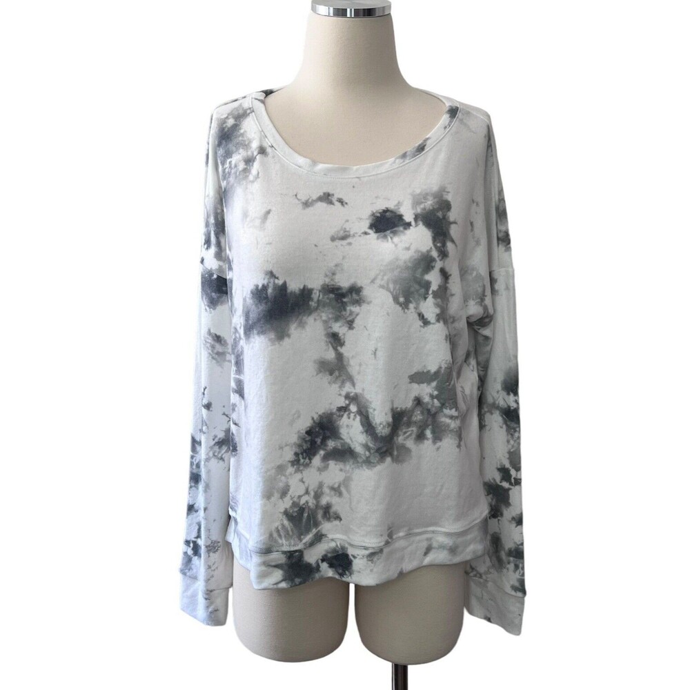 Onzie High Low Women's Sweatshirt Stratus White Grey Tie Dye Active Wear S/M